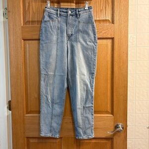H&M Y2K DIVIDED WOMENS HIGH RISE ACID WASH MOM JEANS TAPERED LEGS SIZE 6 W28 L27
